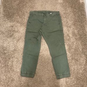 Green joggers with drawstring